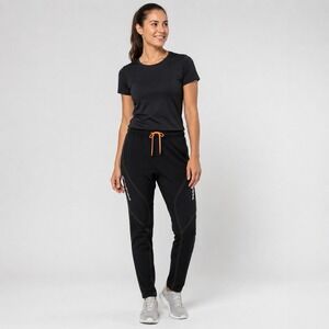 Pearl Izumi Women's Large Black Athletic Riding Pants Reflective Orange Drawstri